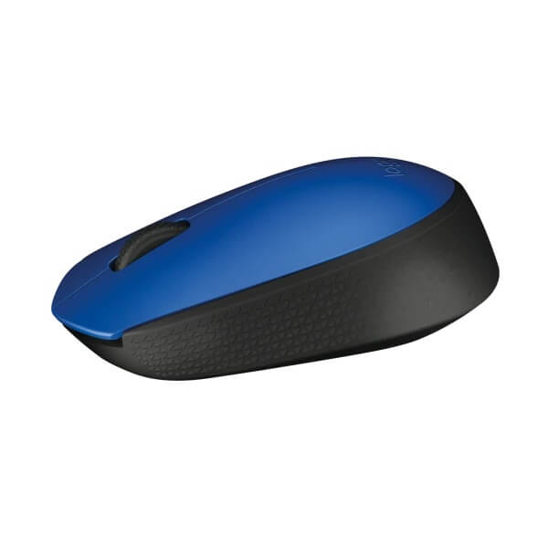 Logitech M171 Wireless Mouse – Blue/Black (910-004640) — front view