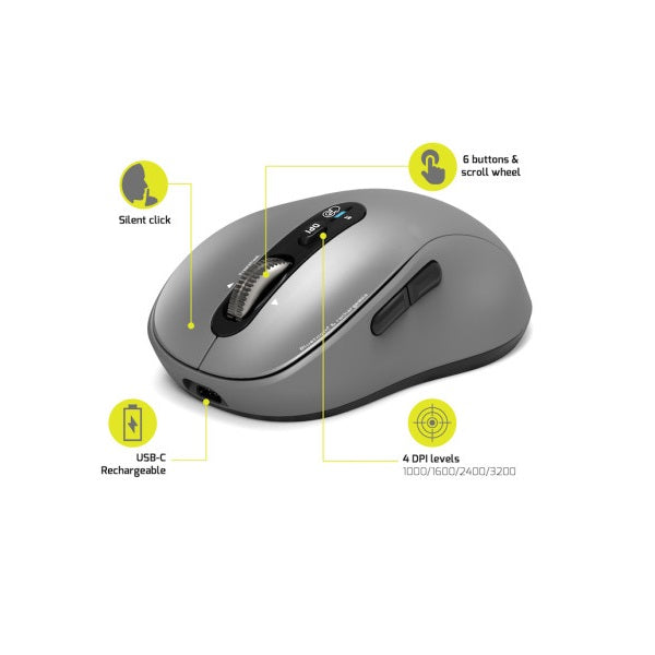 Port Connect EXPERT Bluetooth & MAC Rechargeable Mouse (910201) — rear view