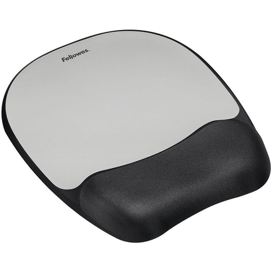 Fellowes Memory Foam Mousepad Wrist Support – Silver Streak (9175801) image 1