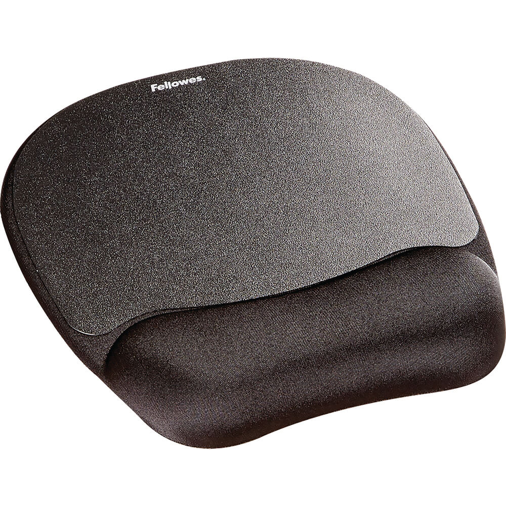 Fellowes Memory Foam Mousepad Wrist Support – Silver Black (9176501)