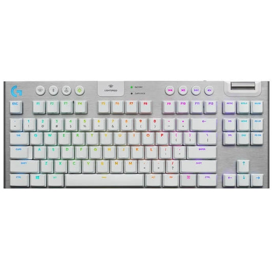 Logitech G915 TKL LightSpeed Wireless RGB Mechanical Gaming Keyboard – White image 1