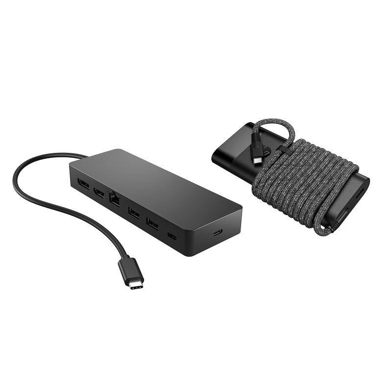 HP Universal USB-C Hub and Laptop Charger Combo (9H0H9AA) — front view