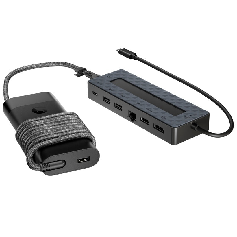 HP Universal USB-C Hub and Laptop Charger Combo (9H0H9AA) — side view