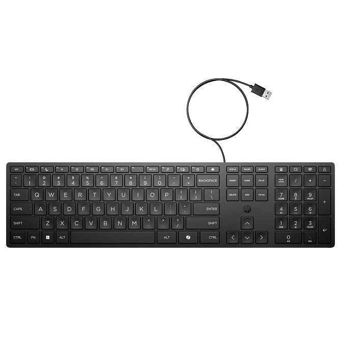 HP Wired Desktop 320K Keyboard (9SR37UT) — side view