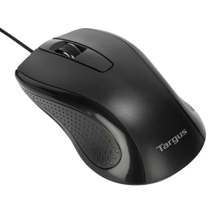Targus Optical Antimicrobial Wired Mouse – Black (AMU81AMGL) — side view