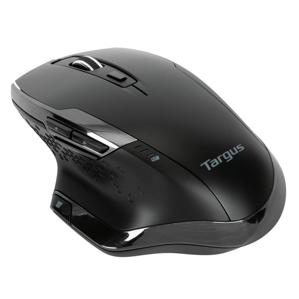 Targus BlueTrace Wireless Ergonomic Antimicrobial Mouse – Black (AMW584GL) — side view