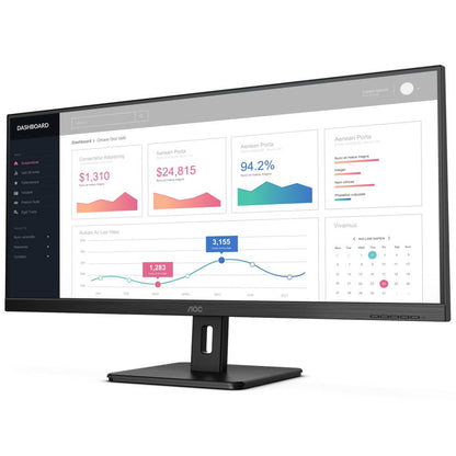 AOC U34E2M 34″ WQHD Ultrawide Monitor (U34E2M) — side view