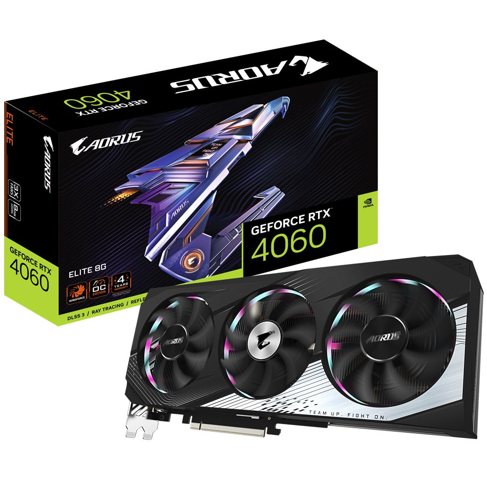 AORUS GeForce RTX 4060 Elite 8GB GDDR6 Graphics Card (GV-N4060AORUS E-8GD) image 1
