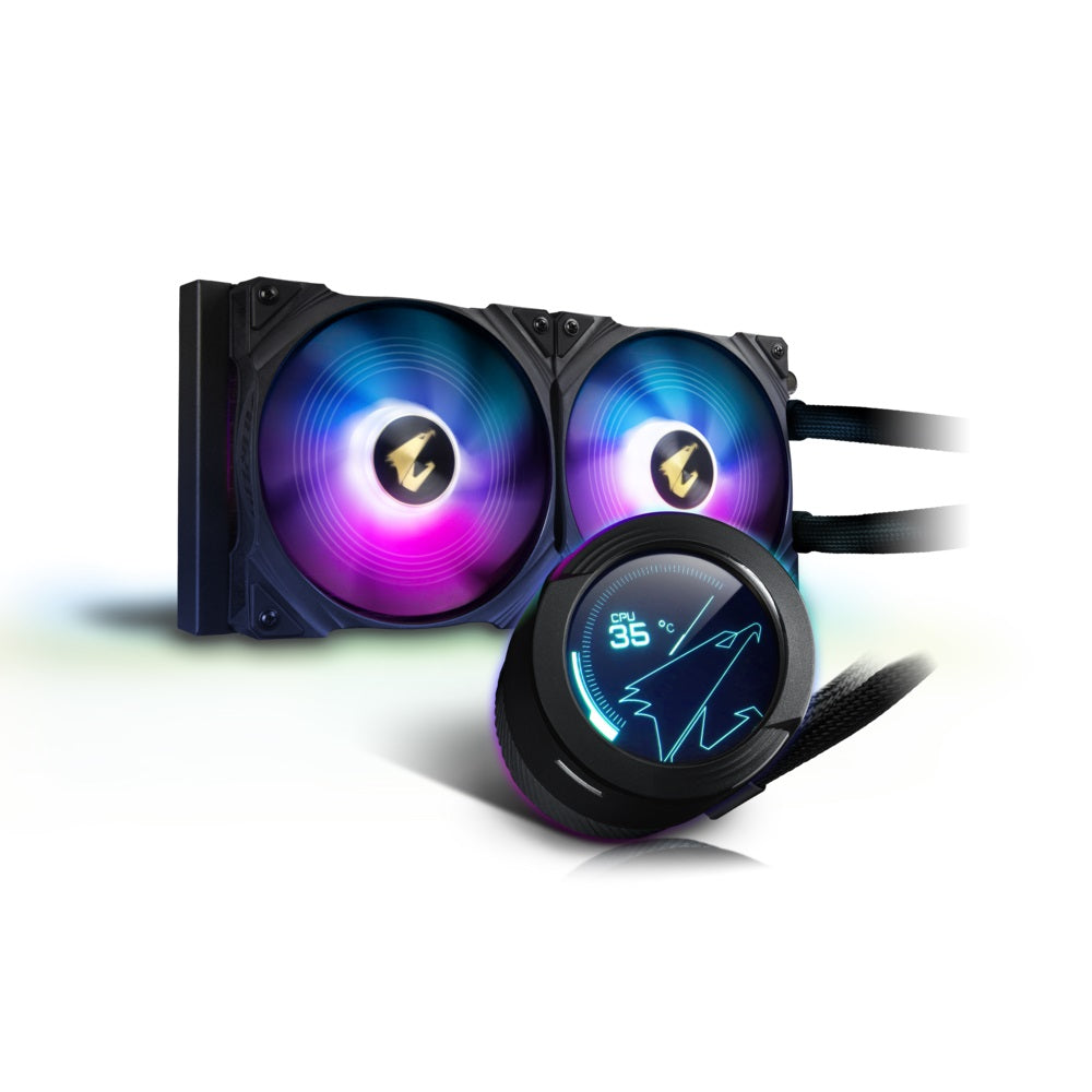 AORUS WaterForcer X 280 AIO CPU Liquid Cooler with LCD Display image 1