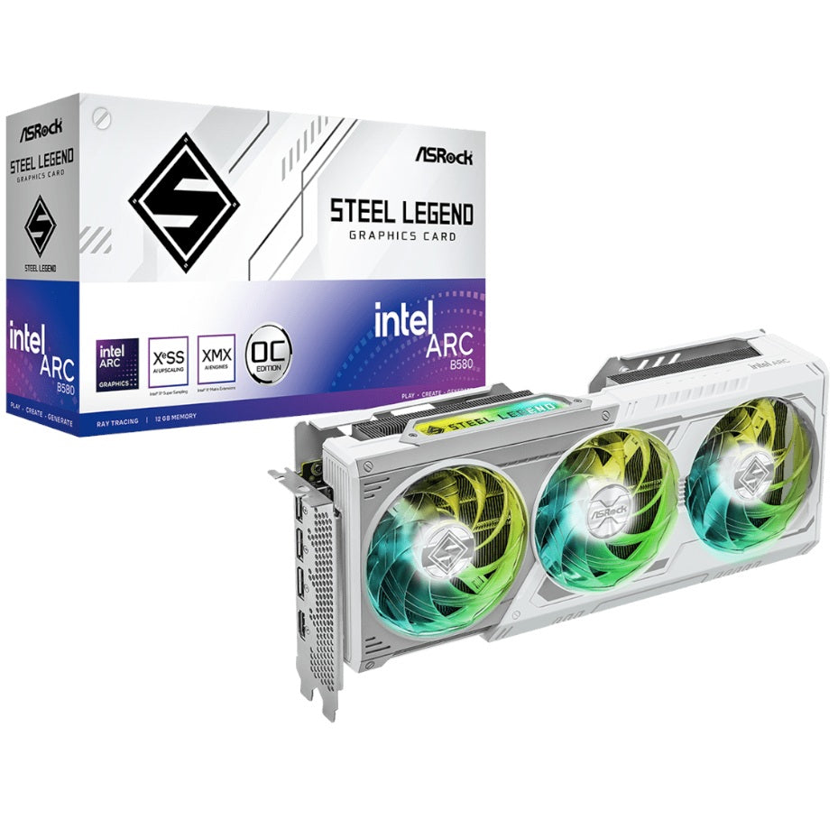 ASRock Intel Arc B580 Steel Legend OC 12GB GDDR6 192-BIT Graphics Card (90-GA5CZZ-00UANF) image 1
