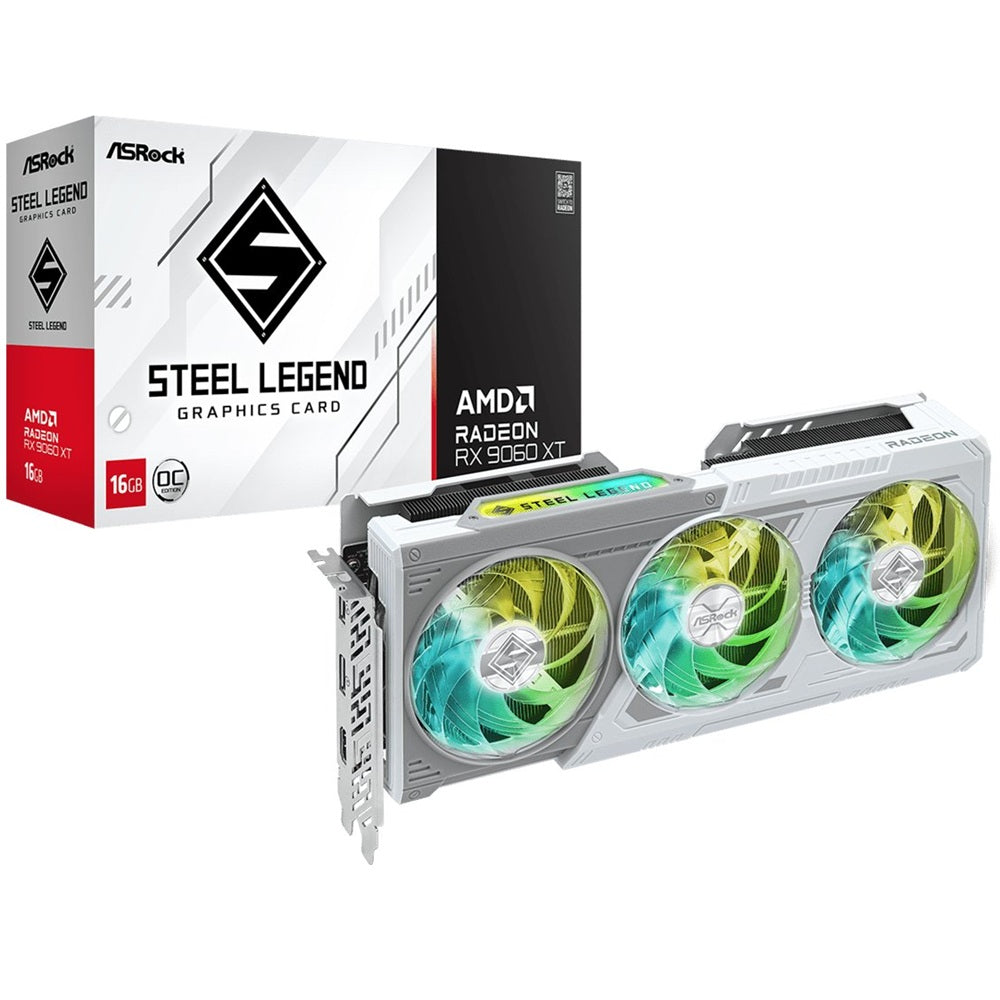ASRock Radeon RX 9060 XT Steel Legend 16GB OC Graphics Card (RX9060XT-SL-16GO) image 1