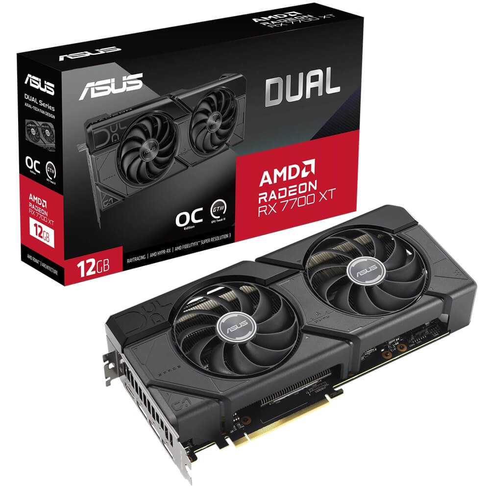ASUS Dual Radeon RX 7700 XT OC Edition 12GB GDDR6 Graphics Card (90YV0JZ0-M0NA00) image 1