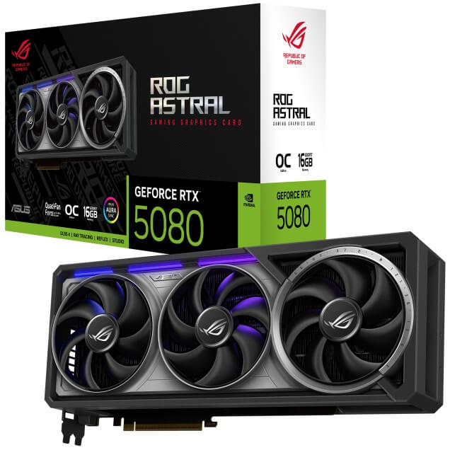 ASUS ROG Astral GeForce RTX 5080 16GB GDDR7 OC Edition Graphics Card (90YV0LV0-M0NA00) image 1