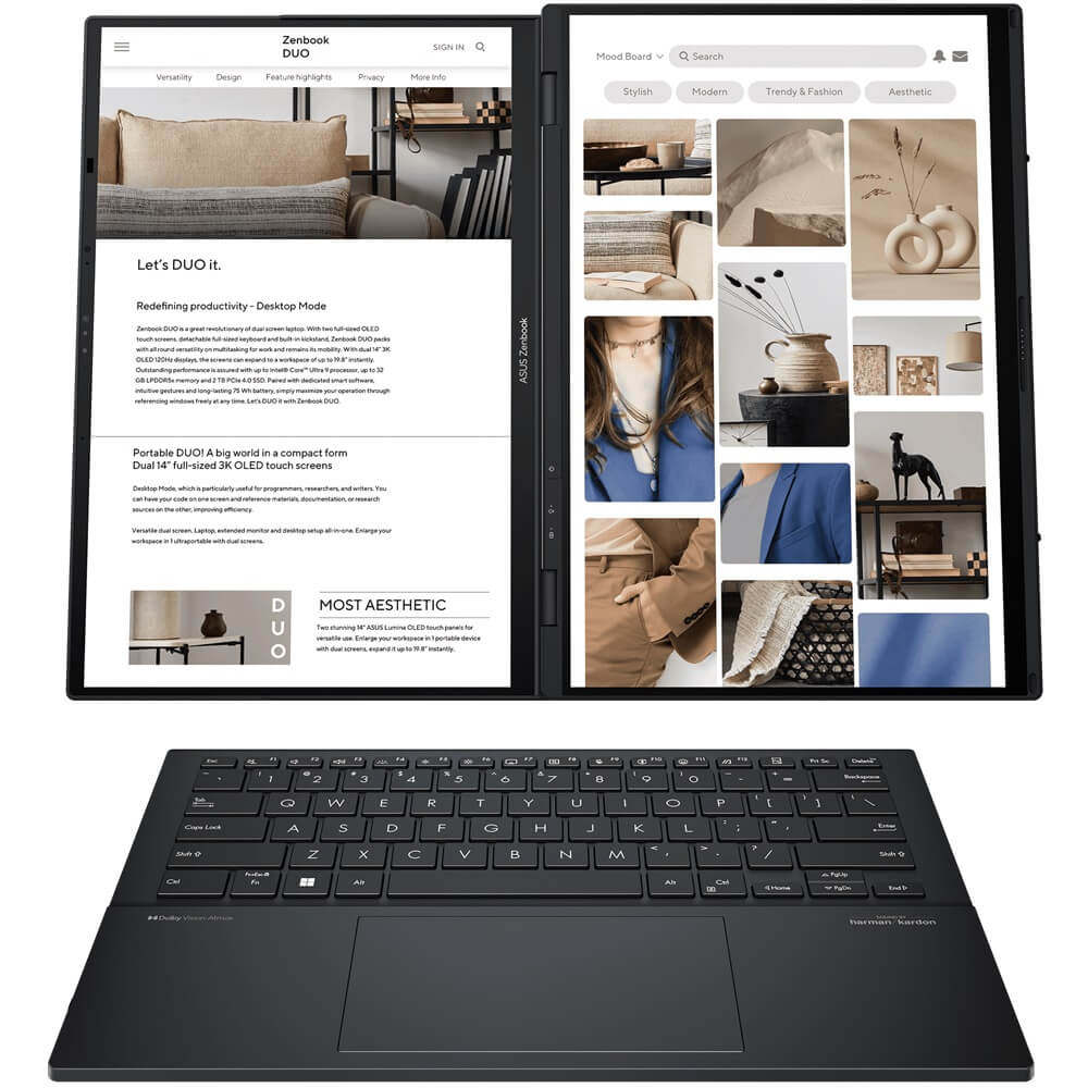 ASUS Zenbook Duo UX8406 OLED Dual Screen Notebook PC – Core Ultra 9 285H / Dual 14″ 3K OLED Touch / 32GB RAM / 2TB SSD / Win 11 Pro / Inkwell Grey (UX8406CA-OU93220G0X) image 3