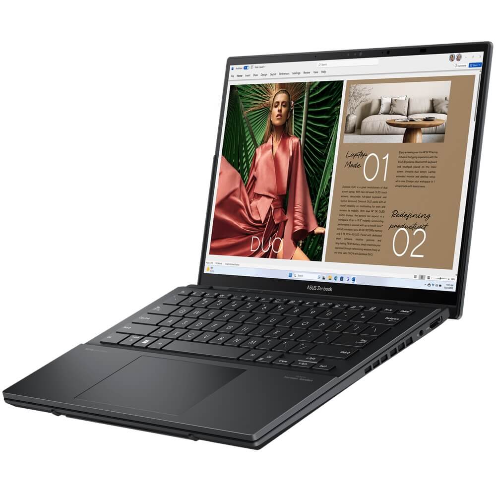 ASUS Zenbook Duo UX8406 OLED Dual Screen Notebook PC – Core Ultra 9 285H / Dual 14″ 3K OLED Touch / 32GB RAM / 2TB SSD / Win 11 Pro / Inkwell Grey (UX8406CA-OU93220G0X) image 4