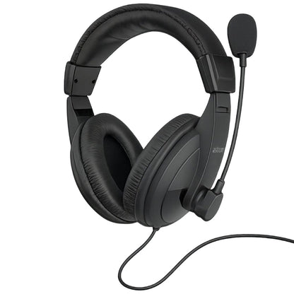 Astrum HS220 Over-Ear Wired Stereo Headset with Rotating Mic – Black (A12022-B) — front view