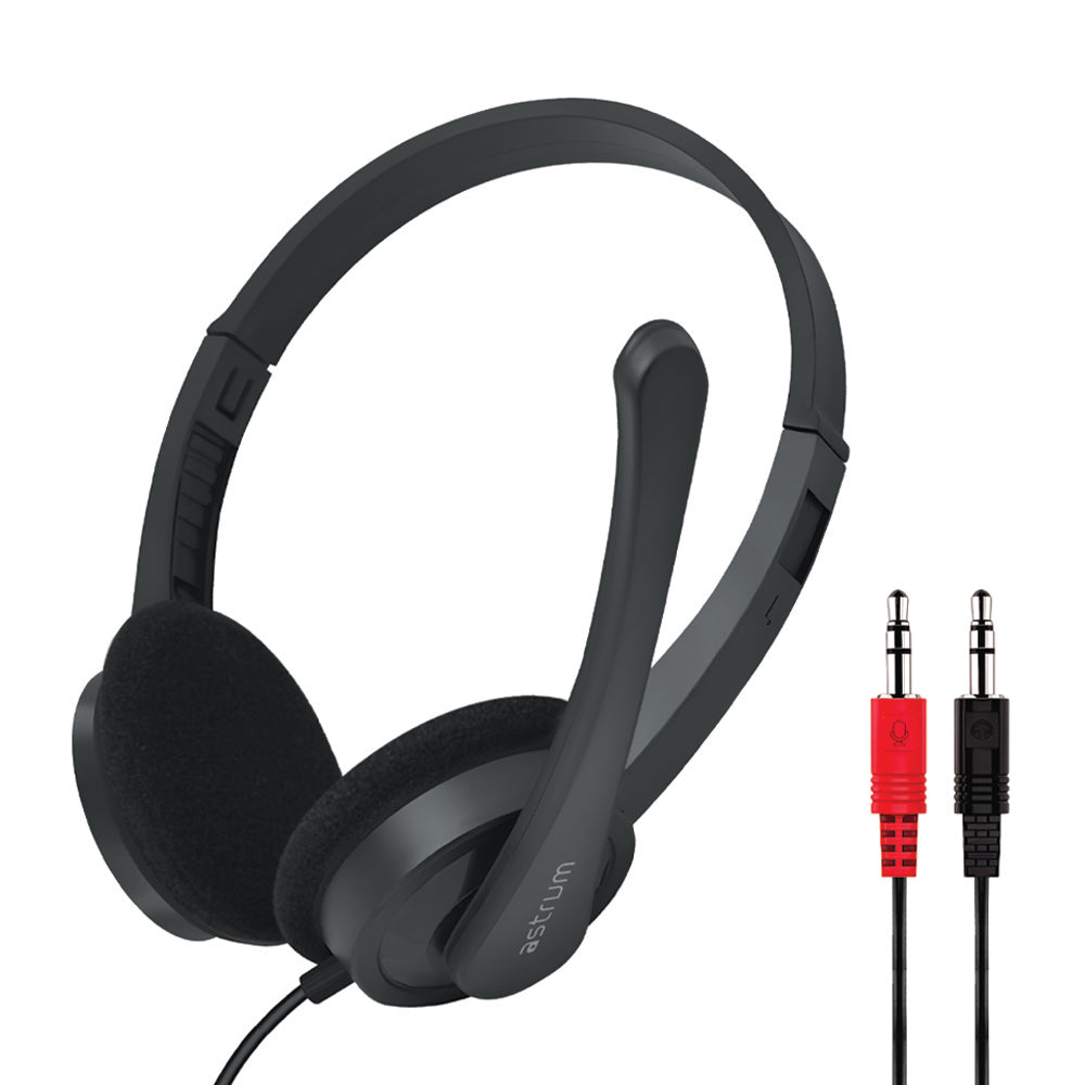 Astrum HS240 On-Ear Wired Stereo Headset with Flex Mic (A12024-B)