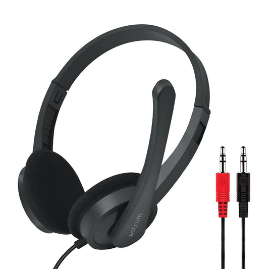 Astrum HS240 On-Ear Wired Stereo Headset with Flex Mic (A12024-B) image 1