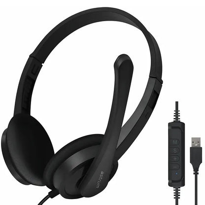 Astrum HU640 On-Ear Wired USB Headset with Rotating Mic (A12064-B) — rear view