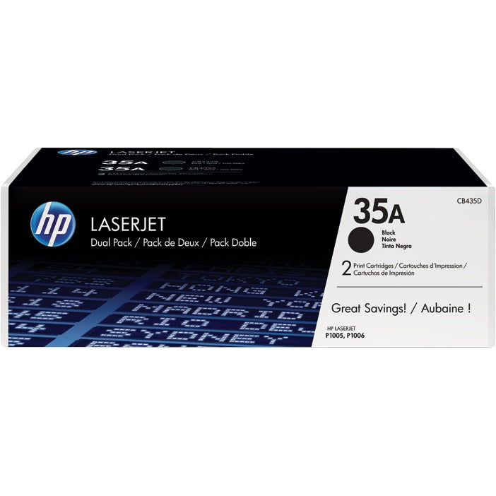 Genuine HP 35A Dual Pack Black LaserJet Toner Cartridge (CB435AD) image 1