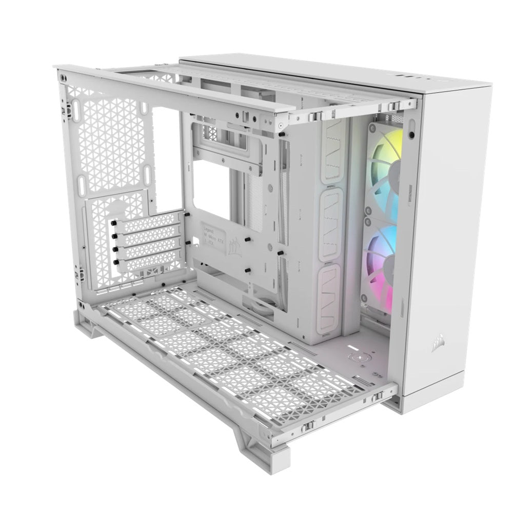 Corsair iCUE LINK 2500X RGB Micro ATX Tempered Glass Dual Chamber PC Case – White (CC-9011268-WW) image 1