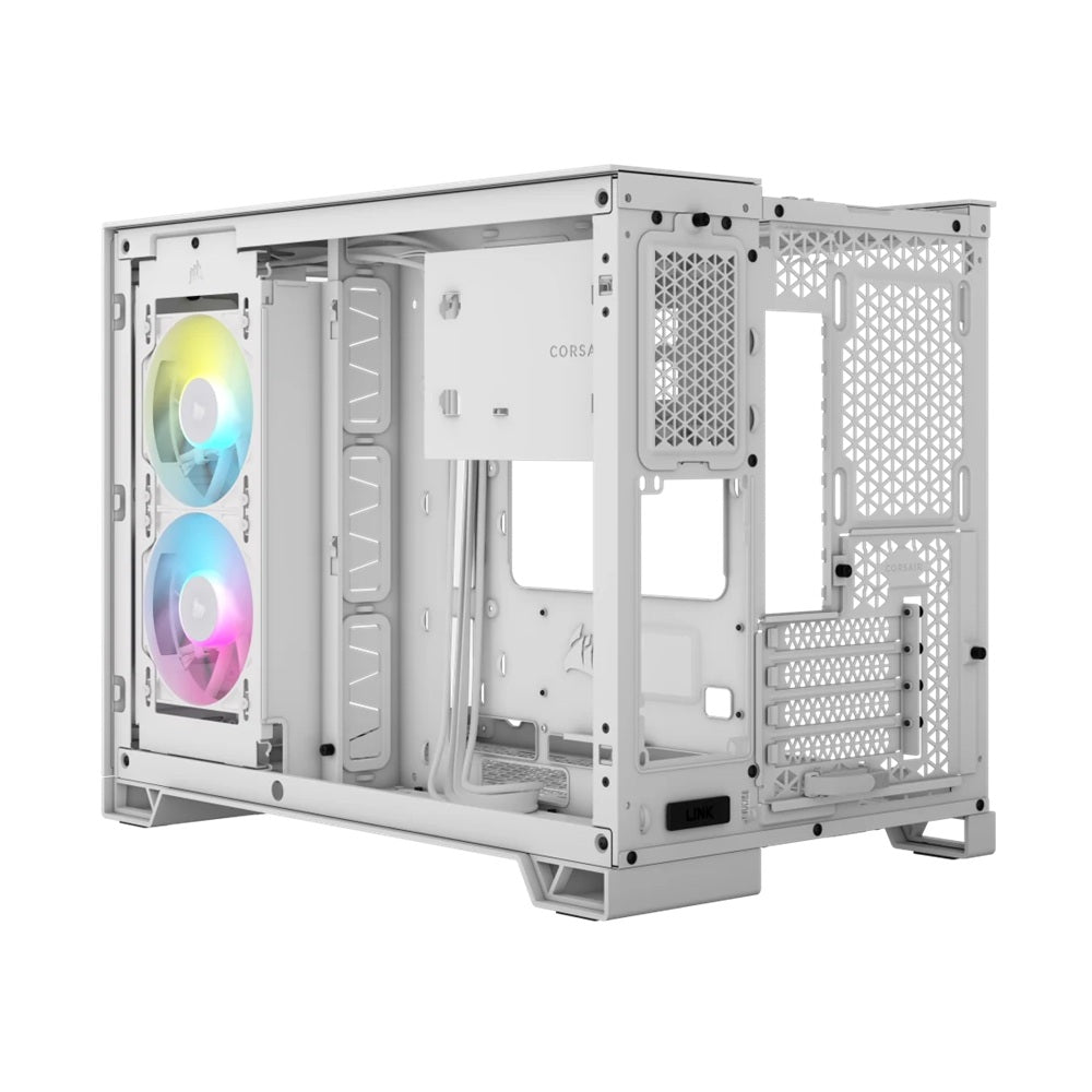 Corsair iCUE LINK 2500X RGB Micro ATX Tempered Glass Dual Chamber PC Case – White (CC-9011268-WW) image 2