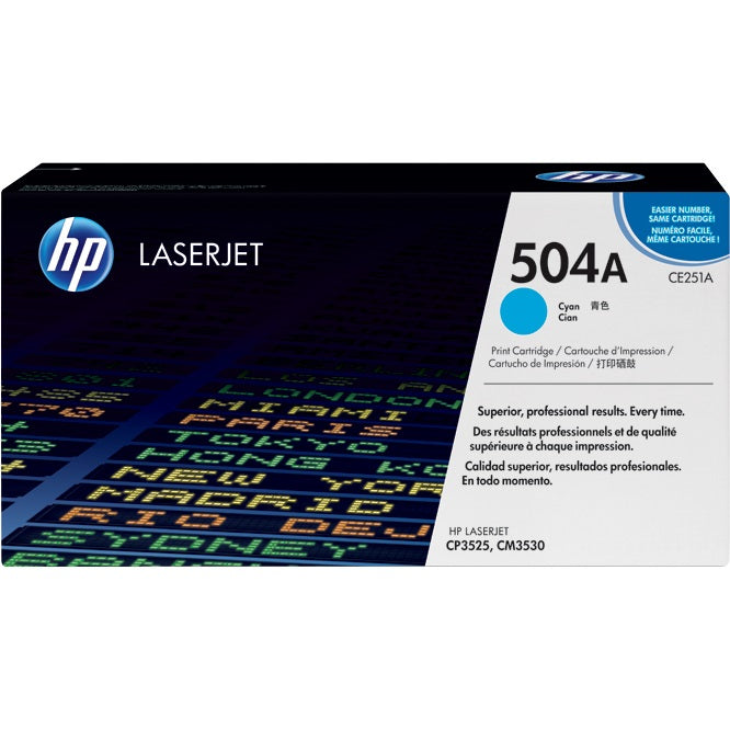 Genuine HP 504A Cyan LaserJet Toner Cartridge (CE251A) image 1