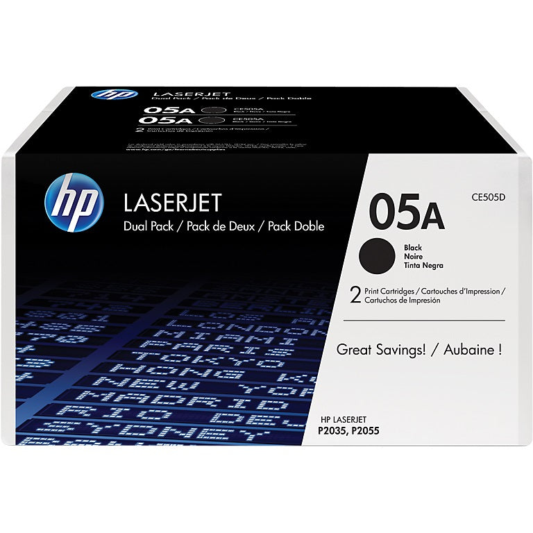 Genuine HP 05A Dual Pack Black LaserJet Toner Cartridges (CE505D) image 1