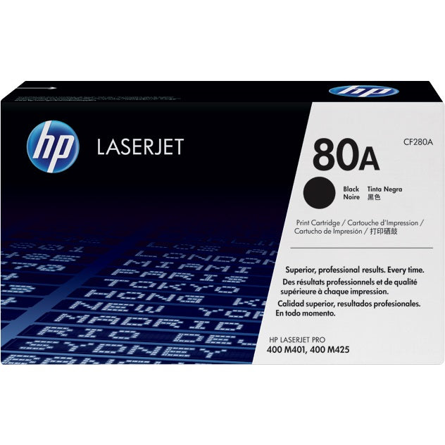 Genuine HP 80A Black LaserJet Toner Cartridge (CF280A) image 1