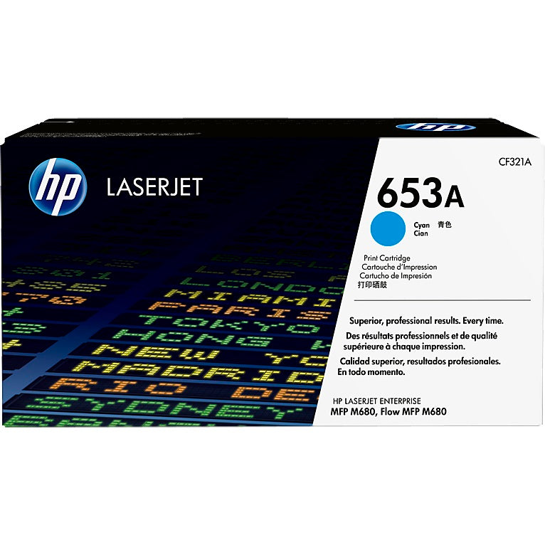 Genuine HP 653A Cyan LaserJet Toner Cartridge (CF321A) image 1