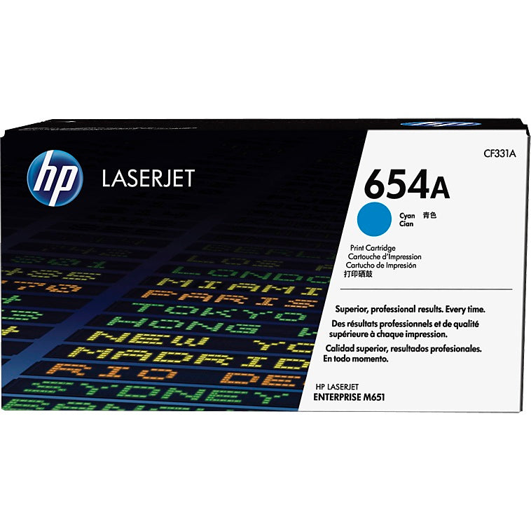 Genuine HP 654A Cyan LaserJet Toner Cartridge (CF331A) image 1