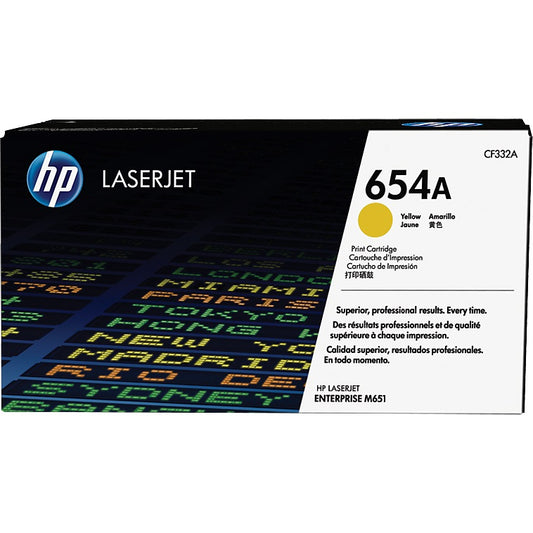 Genuine HP 654A Yellow LaserJet Toner Cartridge (CF332A) image 1