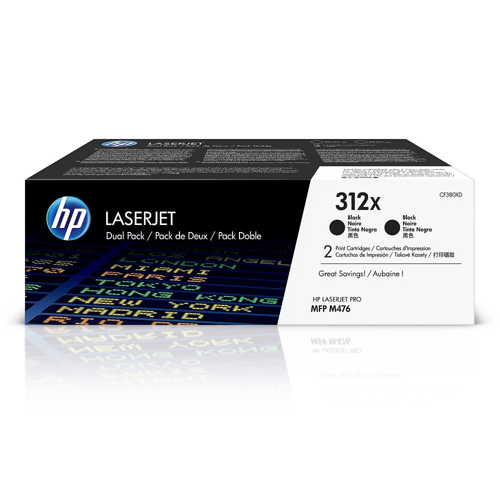 Genuine HP 312X Dual Pack High Yield Black LaserJet Toner Cartridges (CF380XD) image 1