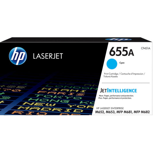 Genuine HP 655A Cyan LaserJet Toner Cartridge (CF451A) image 1