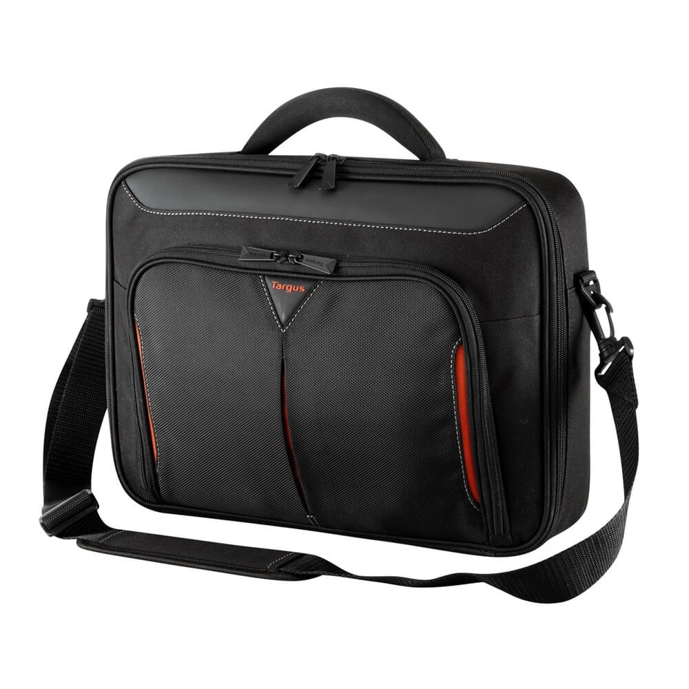 Targus Classic+ 15-15.6″ Clamshell Laptop Bag – Black/Red (CN415EU) — side view