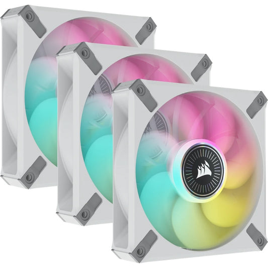 Corsair iCUE ML120 RGB ELITE Premium 120mm PWM Magnetic Levitation Fan Triple Fan Kit with iCUE Lighting Node CORE – White (CO-9050117-WW) image 1