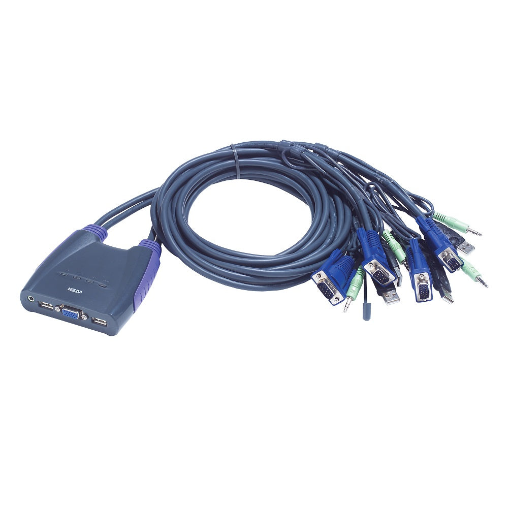 ATEN 4-Port USB VGA Audio Cable KVM Switch (CS64US) image 1