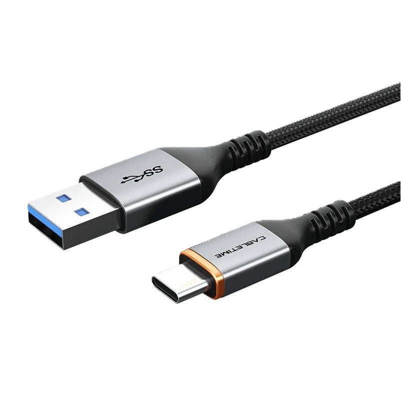 Cabletime USB A to USB C Cord 5Gbps Data and 3A Charging Cable (CT-AMCMG1-AG-1M) — front view