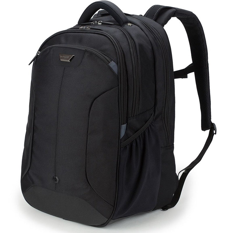 Targus Corporate Traveller 15.6″ Laptop Backpack – Black (CUCT02BEU) — side view