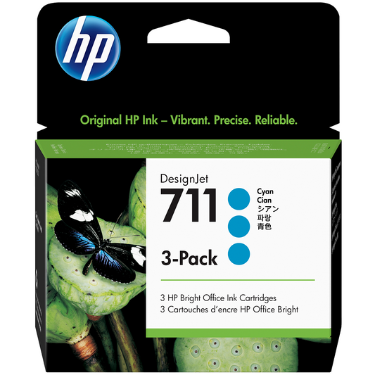 HP 711 Tri-pack 29ml Cyan Ink Cartridges (CZ134A) image 1