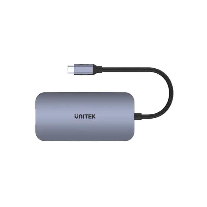 Unitek uHUB N9+ 9-in-1 USB-C Ethernet Hub (D1071A) – with HDMI, 100W Power Delivery and Dual Card Reader — side view