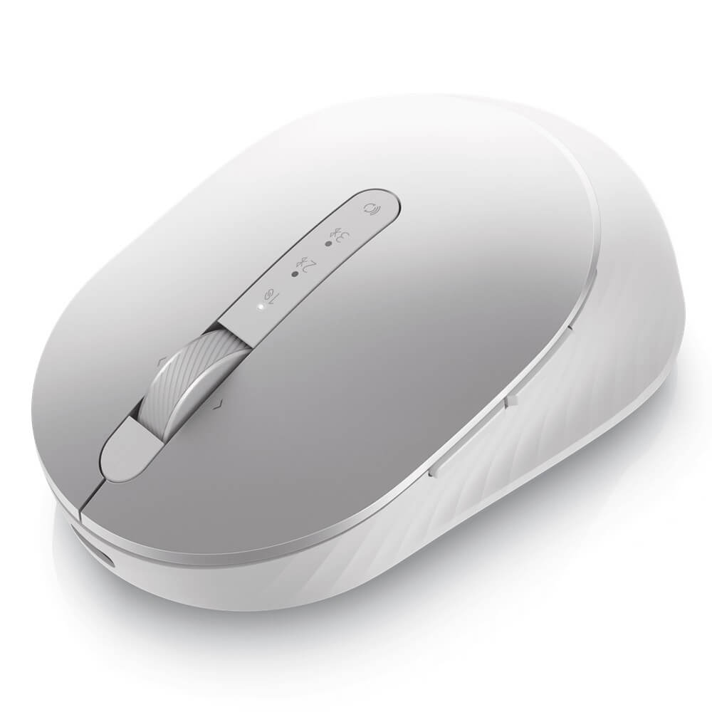 Dell MS7421W Premier Rechargeable Wireless Mouse – Platinum Silver (570-ABLO) — front view