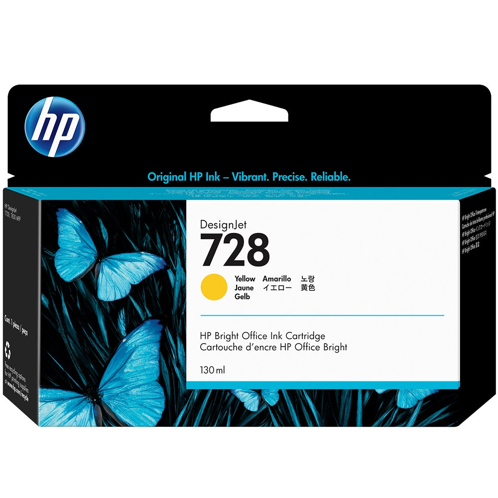 HP 728 130ml Yellow DesignJet Ink Cartridge (F9J65A) image 1
