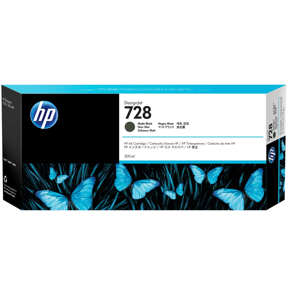 HP 728 300ml Matte Black DesignJet Ink Cartridge (F9J68A) image 1