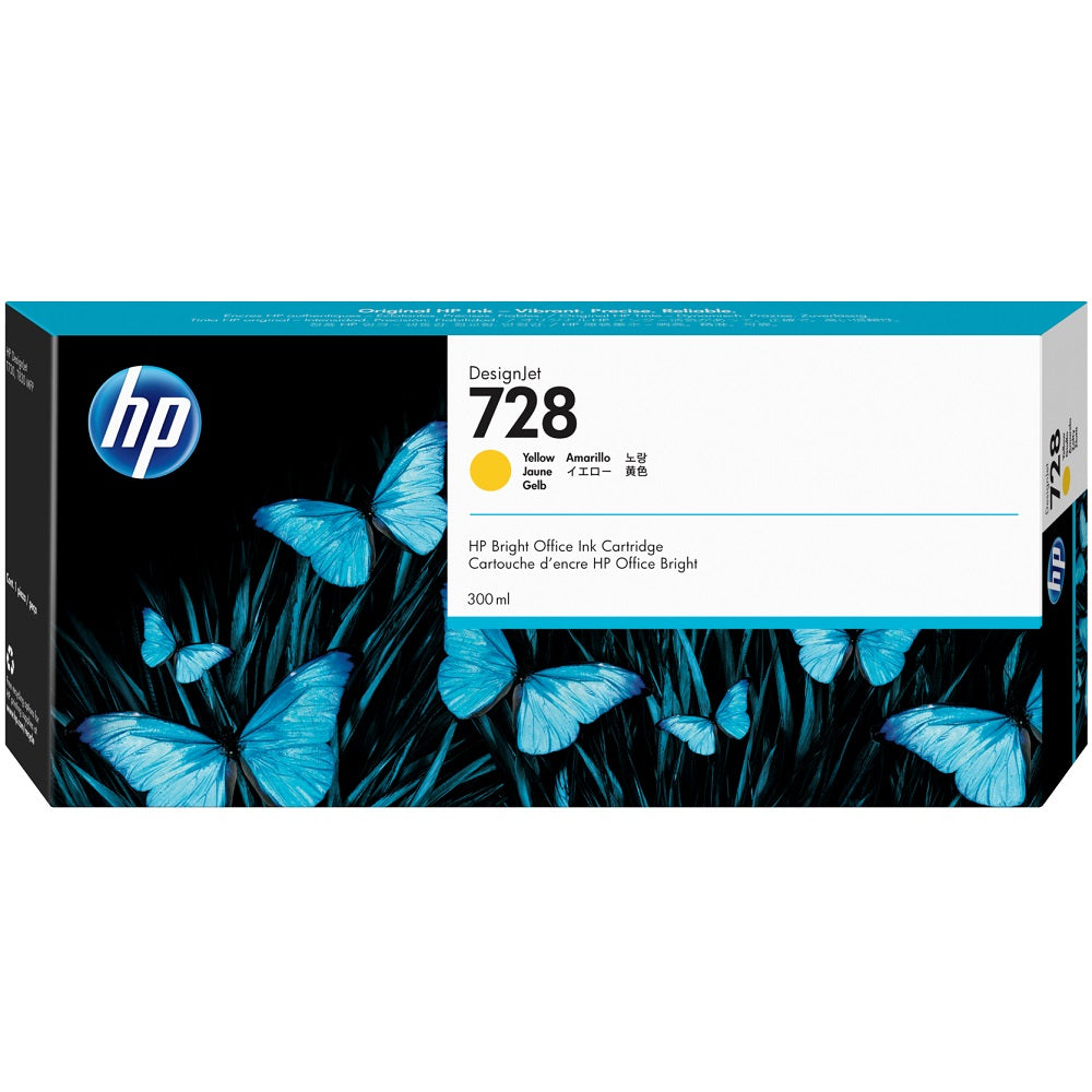 HP 728 300ml Yellow DesignJet Ink Cartridge (F9K15A) image 1