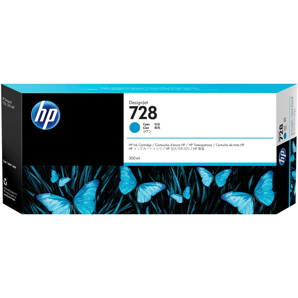 HP 728 300ml Cyan DesignJet Ink Cartridge (F9K17A) image 1