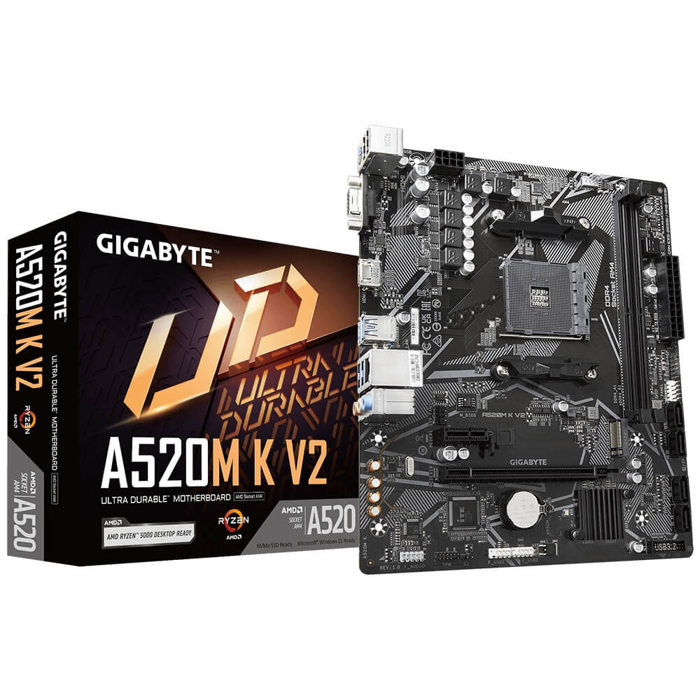 Gigabyte A520M K V2 AM4 Micro ATX Motherboard (GA-A520M-K-V2) image 1
