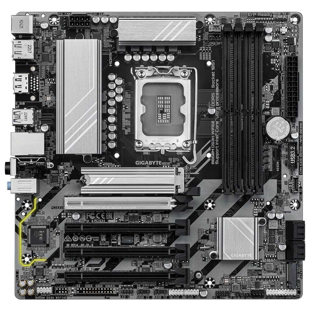 Gigabyte B860M DS3H WIFI 6E LGA1851 Micro ATX Motherboard (GA-B860M-DS3H-WIFI6E) image 2