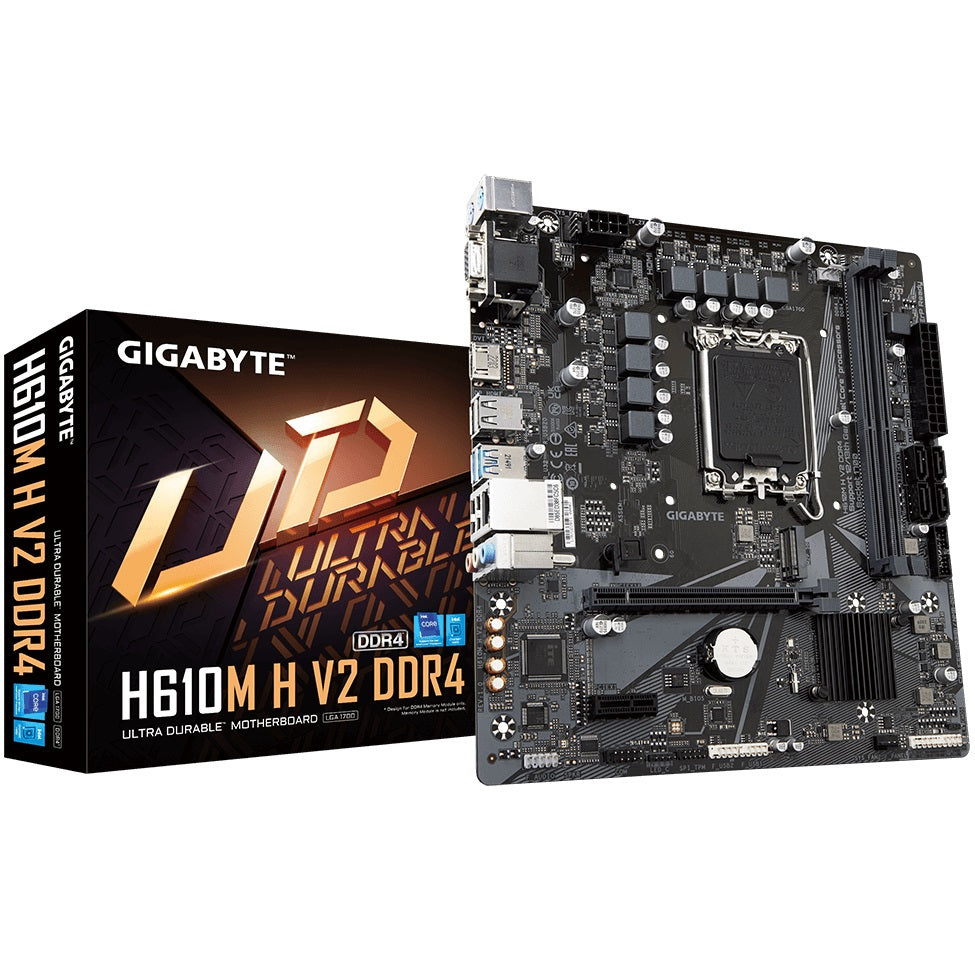 Gigabyte H610M H V2 DDR4 LGA1700 Micro ATX Motherboard (GA-H610M-H-V2-DDR4) image 1