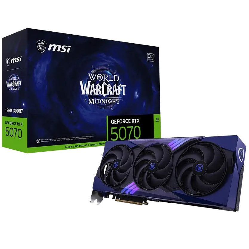 MSI GeForce RTX 5070 12GB World of Warcraft MIDNIGHT VOID EDITION OC Graphics Card (G5070-12WMVEC) image 1
